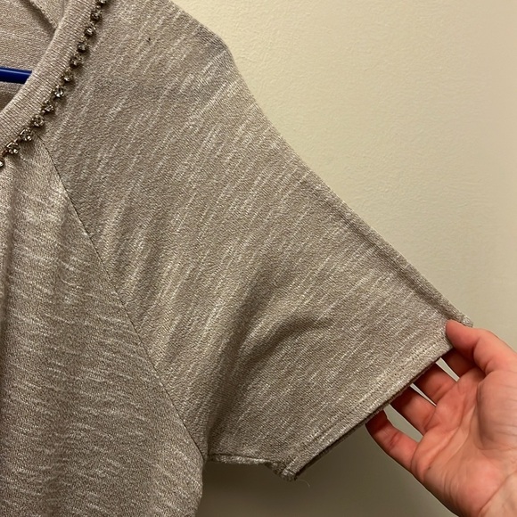 Juicy Couture Gray Short Sleeve Top with Studded Neckline size XL - Picture 5 of 7